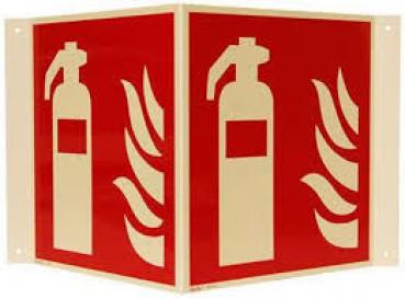 Feuerlöscher Schild Winkelschild  ISO 7010 200 x 200 nachleuchtend