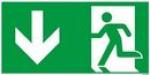 Schild Notausgang Kunststoff nachleuchtend 297x148 Pfeil unten
